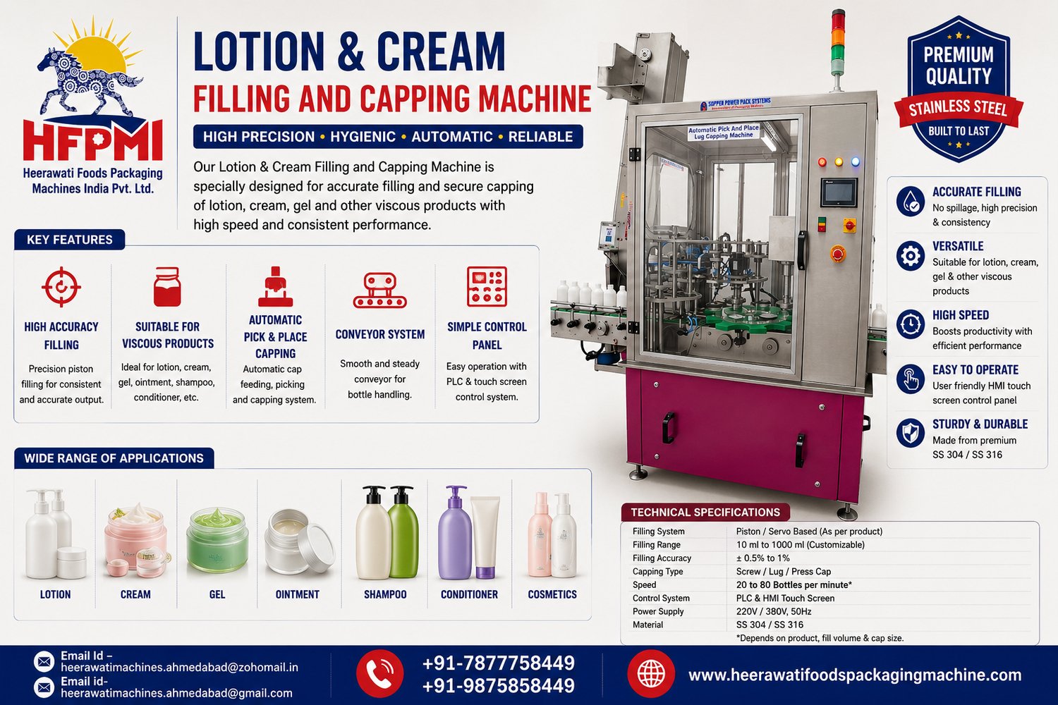 Lotion & Cream Filling and Capping Machine in India product image from the local source listing
