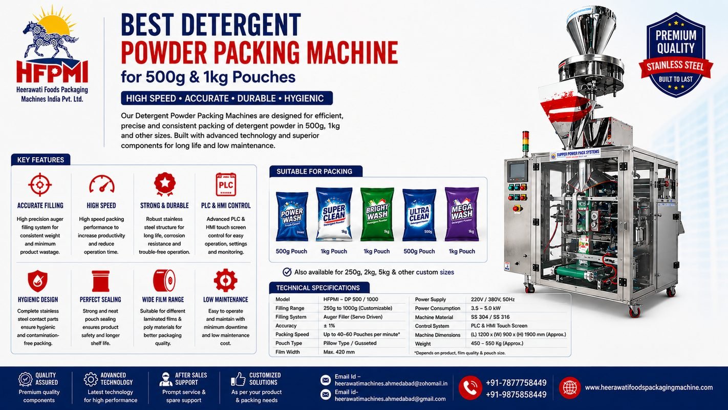 Best Detergent Powder Packing Machine for 500g 1kg in Ahmedabad India product image from the source listing