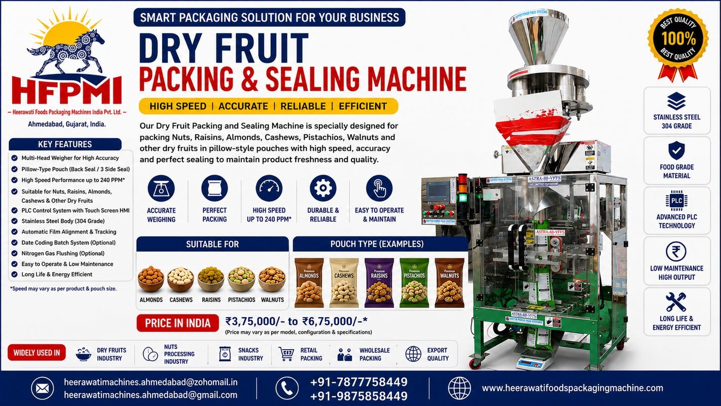 Dry Fruit Packing and Sealing Machine for Nuts & Raisins product image from the source listing