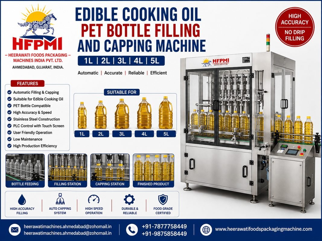 Automatic Edible Oil Filling Machine 200ml to 1 litre for Small Business in Ahmedabad India product image from the source listing