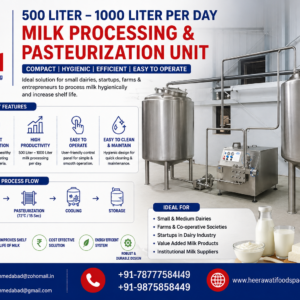 500Liter 1000L Per Day Small Scale Milk Processing and Pasteurization