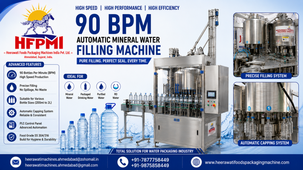 90 BPM Mineral Water Filling Machine Manufacturer in Ahmedabad India