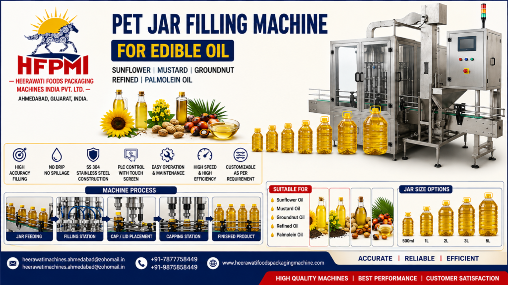 Sunflower Mustard Groundnut Refined Palmolein Oil Pet Jar Filling Machine