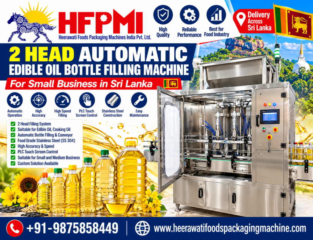 2 head automatic edible oil bottle filling machine in Sri Lanka