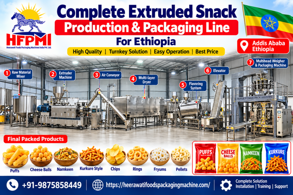Complete Extruded Snack Production & Packaging Line in Ethiopia