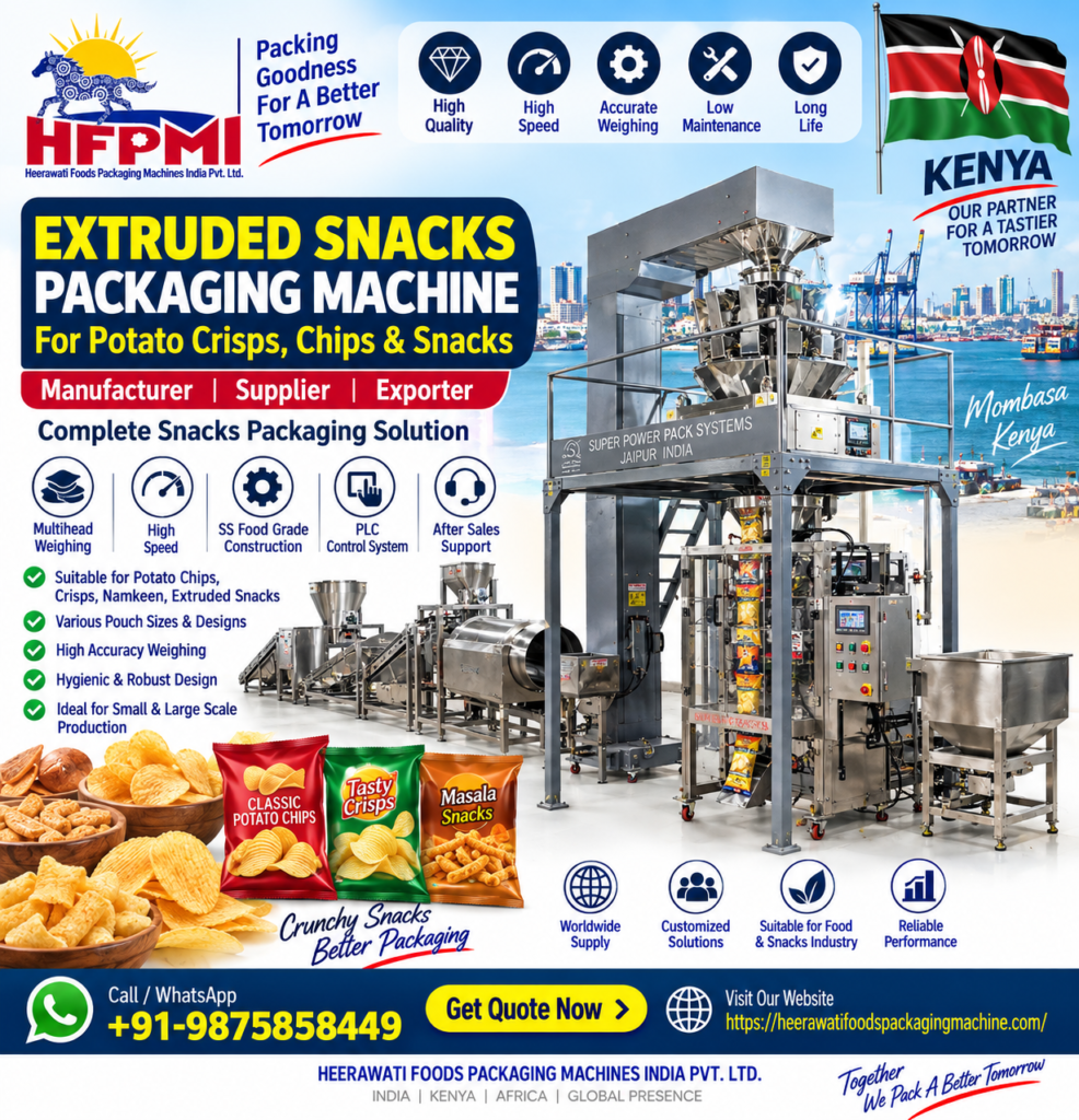 Extruded Potato crisps Chips Snacks Packing Machine Mombasa Kenya